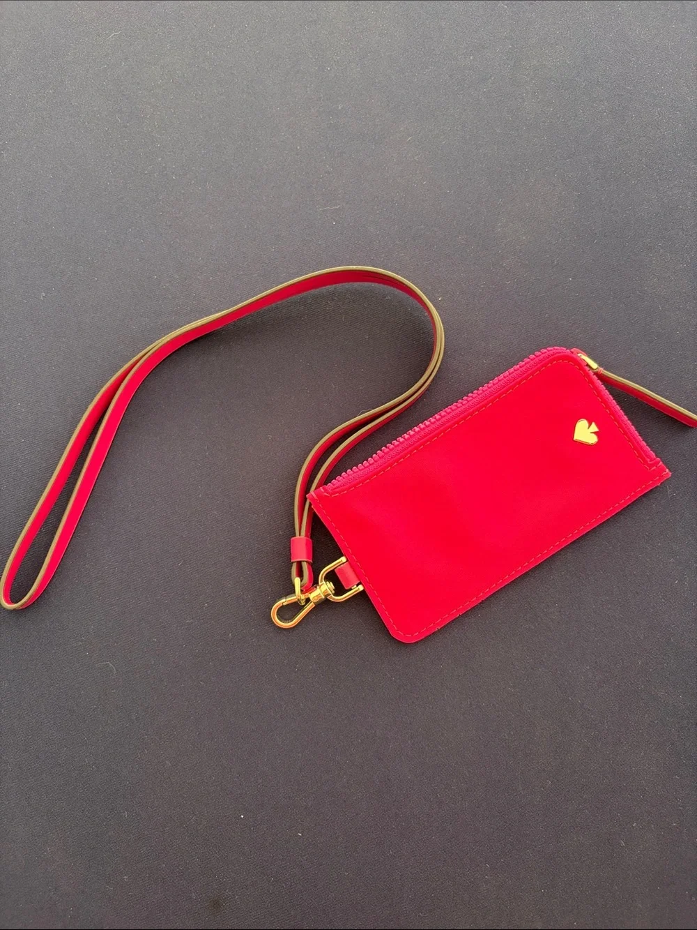 Hot pink Wristlet Card Holder with Gold Heart Accent